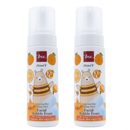 Honei V BSC Sweet Honey Vit C Bubble Foam 160ml.Pack 2