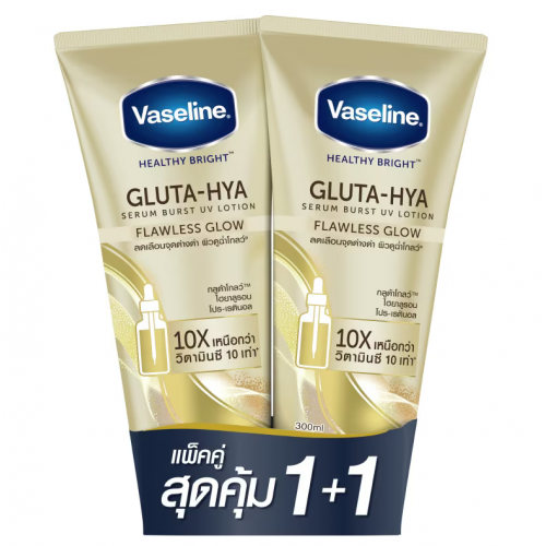 Vaseline Gluta Hya Burst UV Flawless Glow Serum 300ml.Pack2