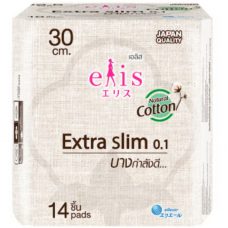 Elis Extra Slim 0.1 Sanitary Napkin Night Ultra Slim Wings 30cm. 14pcs