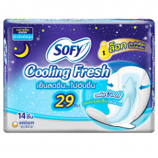 Sofy Cooling Fresh Sanitary Napkin Night Slim Wing 29cm.14pcs