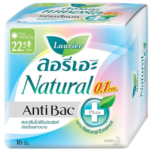 Laurier Natural Anti Bac Plus 0.1 Sanitary Napkin Day Wing 22.5cm.