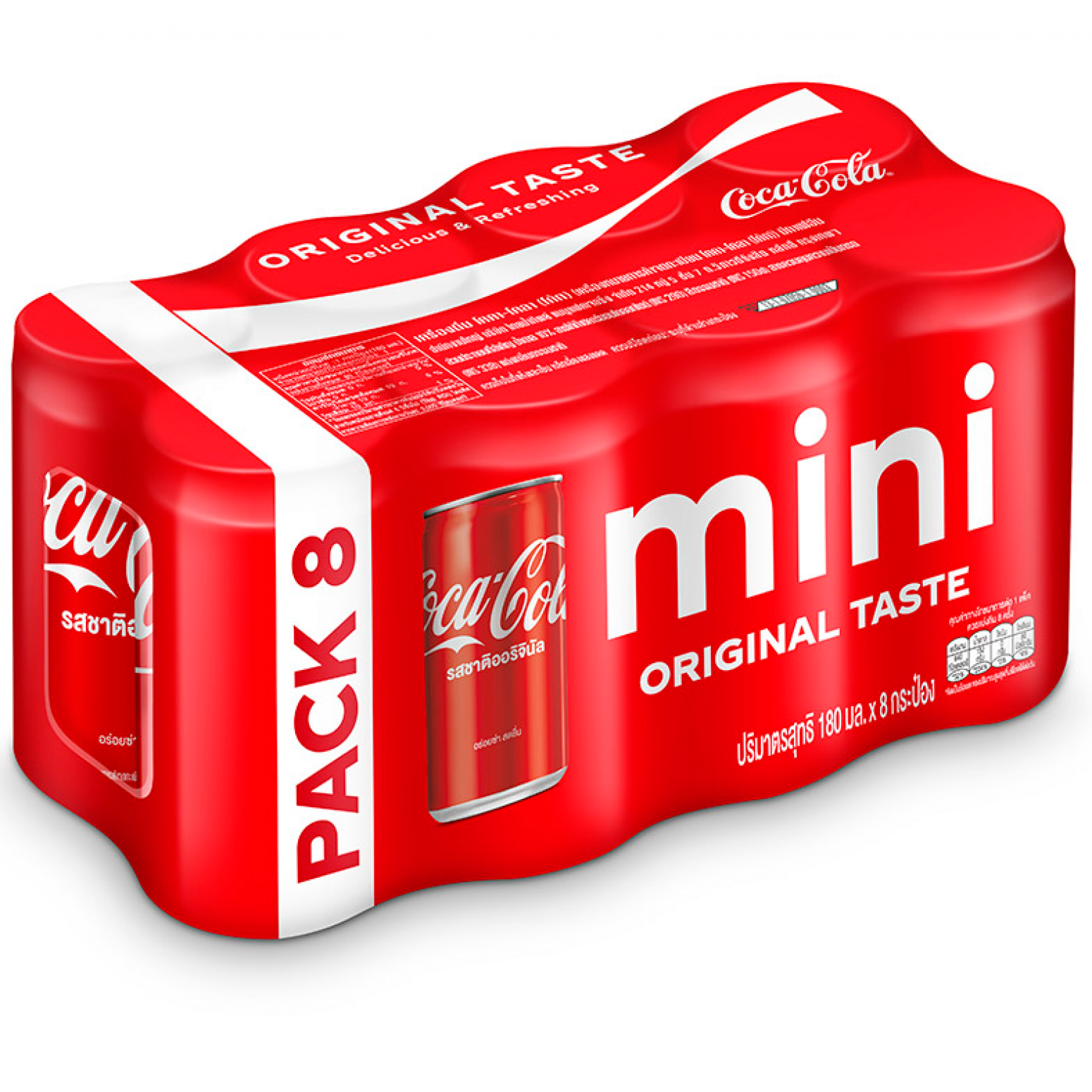 COKE Mini Original Taste Soft Drink 180ml. Pack 8