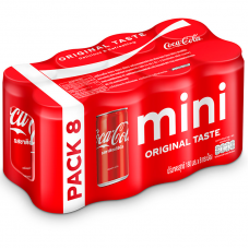 COKE Mini Original Taste Soft Drink 180ml. Pack 8