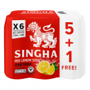 Singha Red Lemon Soda No Sugar 330ml. Pack 5 Free 1