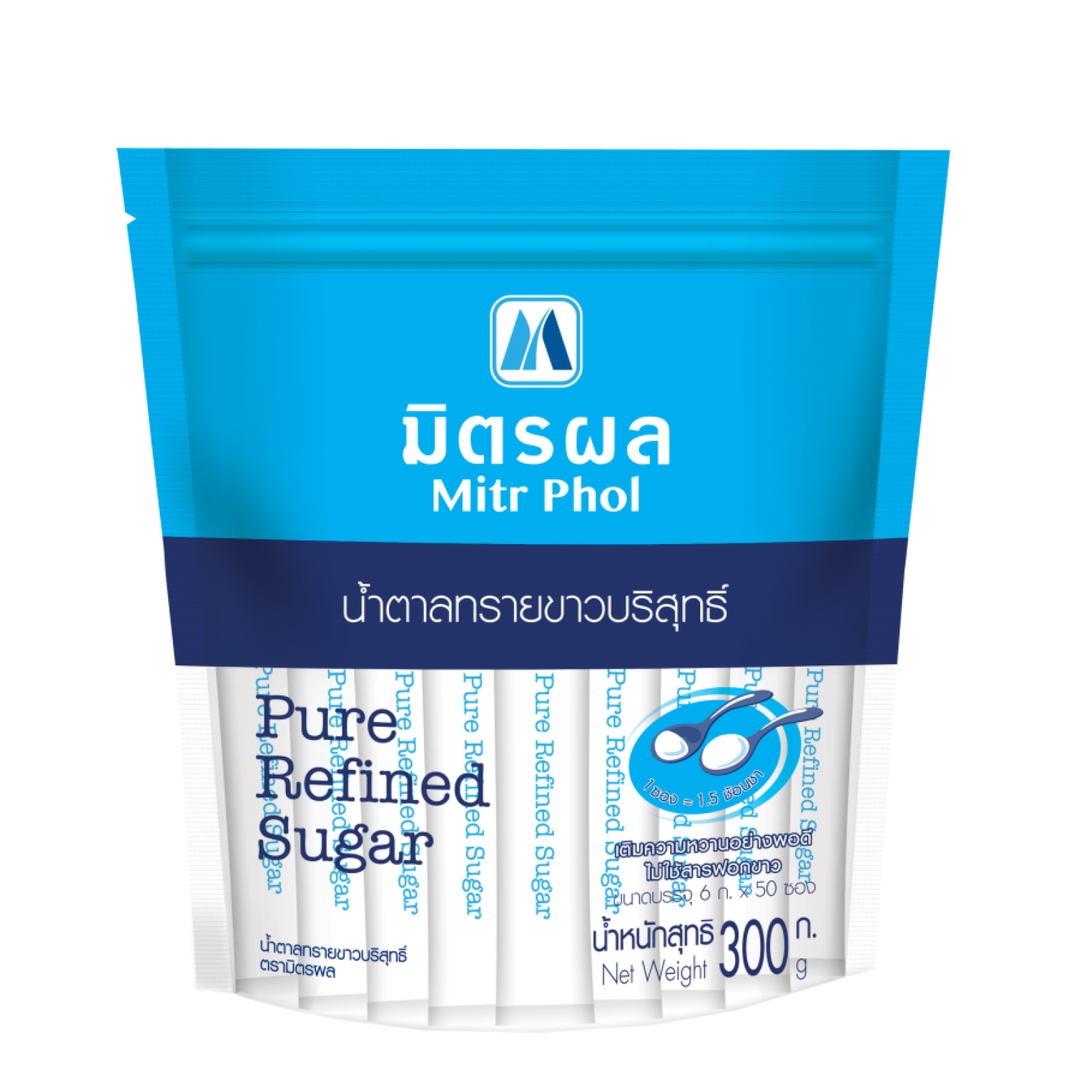 Mitrphol Pure Refined Sugar 6g. Pack 50sachets