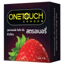 One Touch condom, strawberry scent, size 52 mm., contains 3 pieces.